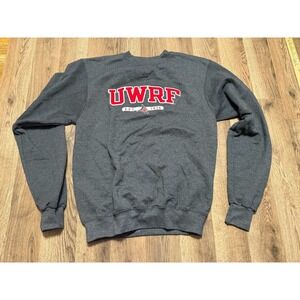 Champion Sweater, Men's Small, Gray Red White, Crew Neck, UWRF Est. 1874